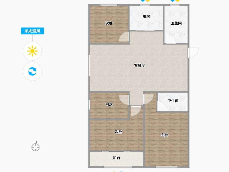 山东省-烟台市-鑫发小区东区-124.38-户型库-采光通风