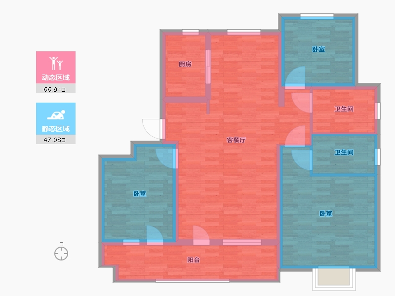 山东省-青岛市-贵和嘉悦府-102.50-户型库-动静分区