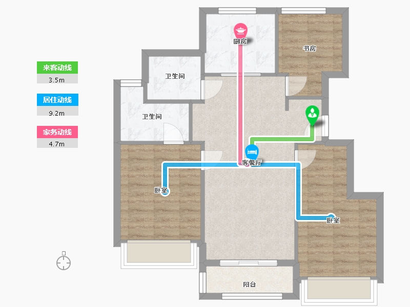 浙江省-杭州市-时代滨江翡翠之星-72.97-户型库-动静线