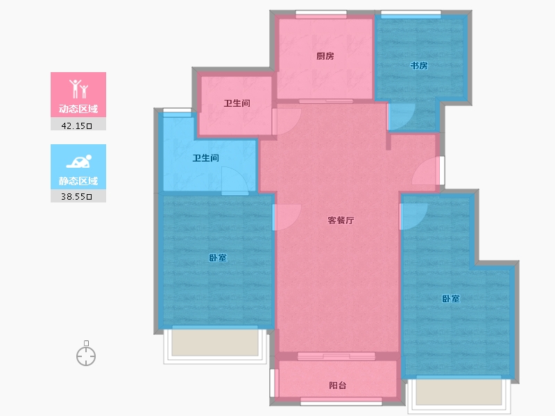 浙江省-杭州市-时代滨江翡翠之星-72.97-户型库-动静分区