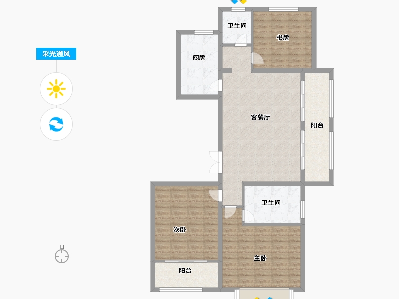 山东省-济南市-绿地海珀天沅-108.99-户型库-采光通风