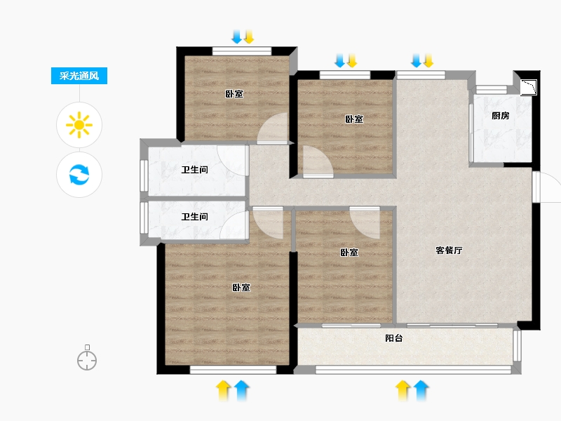 福建省-宁德市-中茵・外滩1号-92.00-户型库-采光通风