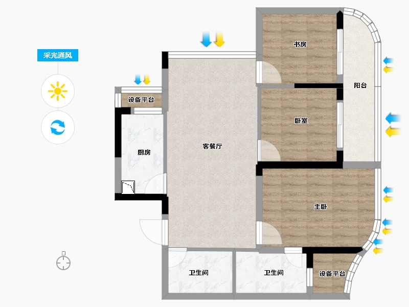 浙江省-衢州市-天元铭鼎-76.00-户型库-采光通风