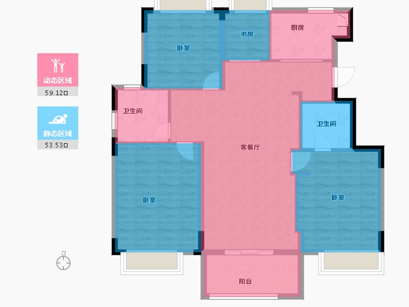 浙江省-宁波市-东城官邸-102.00-户型库-动静分区