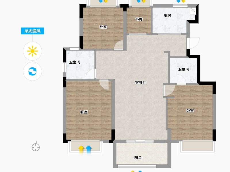 浙江省-宁波市-东城官邸-102.00-户型库-采光通风