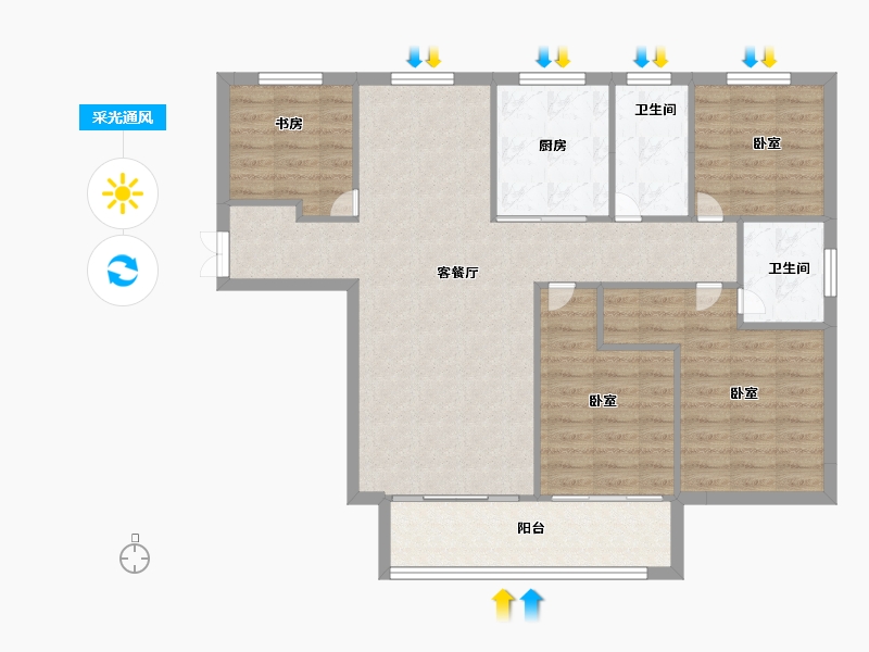 河南省-洛阳市-北辰香林-99.90-户型库-采光通风