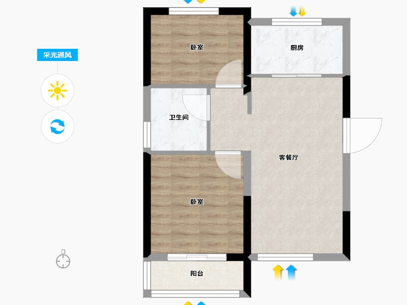 山东省-济南市-山钢鸿悦华府-54.00-户型库-采光通风