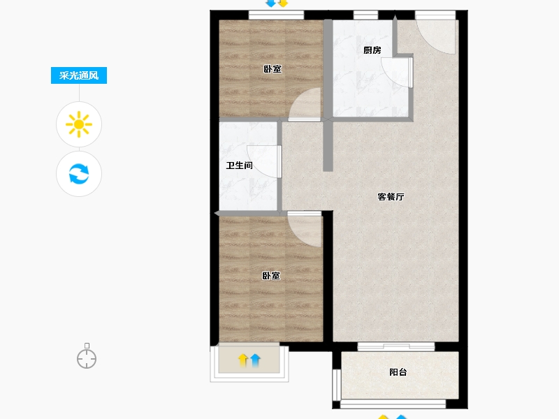 河南省-郑州市-郑北孔雀城-59.06-户型库-采光通风