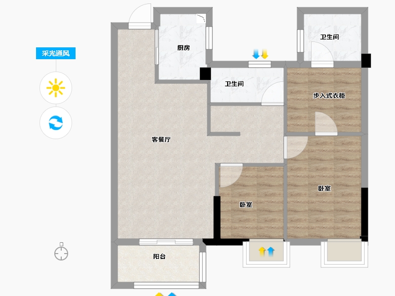 福建省-宁德市-金御尚品-70.00-户型库-采光通风