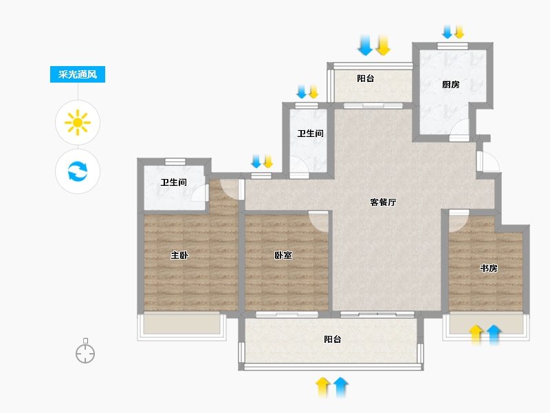 河南省-洛阳市-绿都洛阳府-102.00-户型库-采光通风