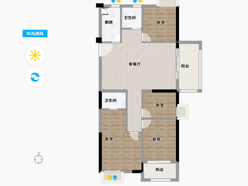 福建省-宁德市-福安碧桂园·铂玥府-94.00-户型库-采光通风