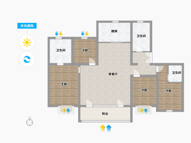 山东省-青岛市-铂悦灵犀湾-134.00-户型库-采光通风