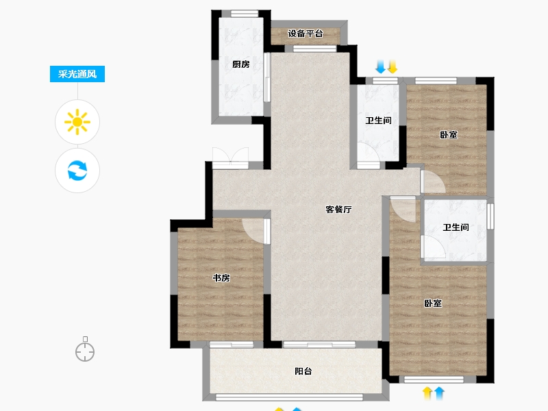 安徽省-合肥市-蓝城凤起巢鸣-101.48-户型库-采光通风