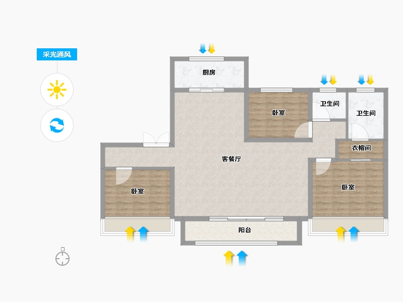 河南省-郑州市-郑北孔雀城-112.07-户型库-采光通风