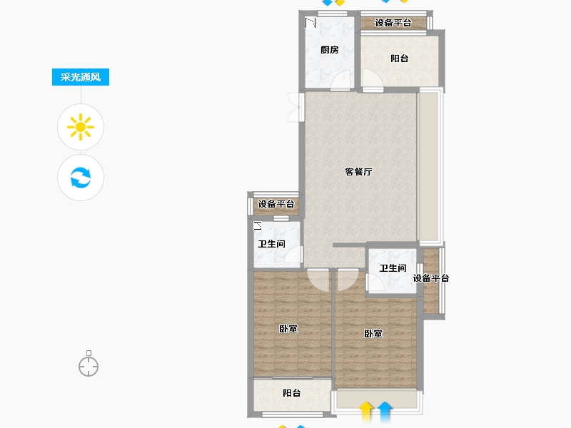 浙江省-绍兴市-勤业阳光龙庭-91.00-户型库-采光通风