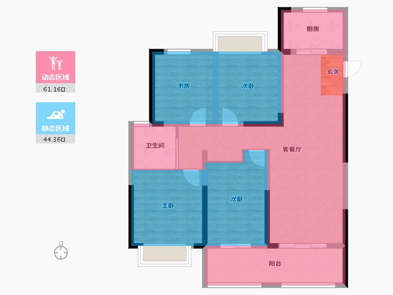 安徽省-滁州市-皖投碧湖云溪-94.00-户型库-动静分区