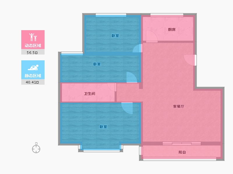 山东省-菏泽市-恒祥彩虹城-87.00-户型库-动静分区