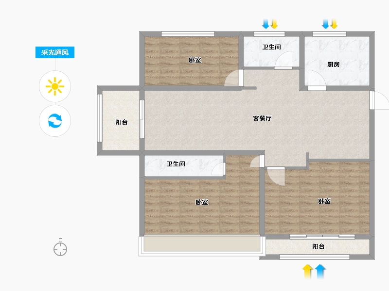 山东省-菏泽市-中达逸景广场-109.00-户型库-采光通风