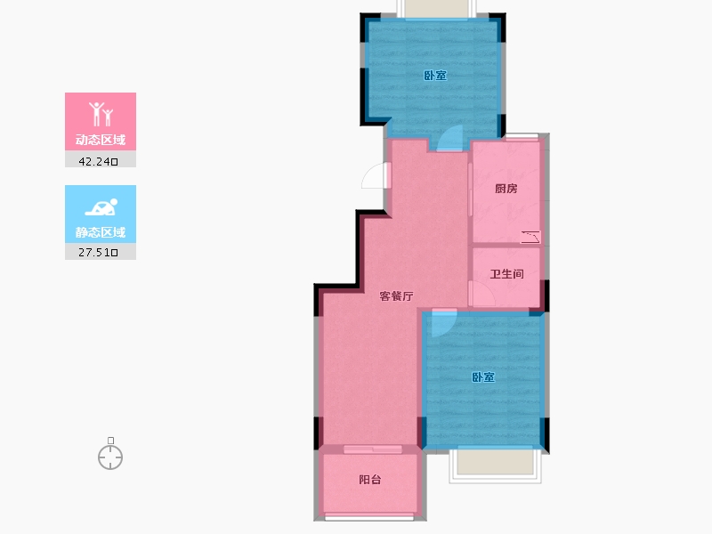 浙江省-宁波市-东城官邸-62.00-户型库-动静分区