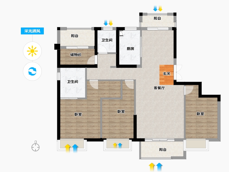 福建省-漳州市-禹洲雍禧澜湾-114.50-户型库-采光通风