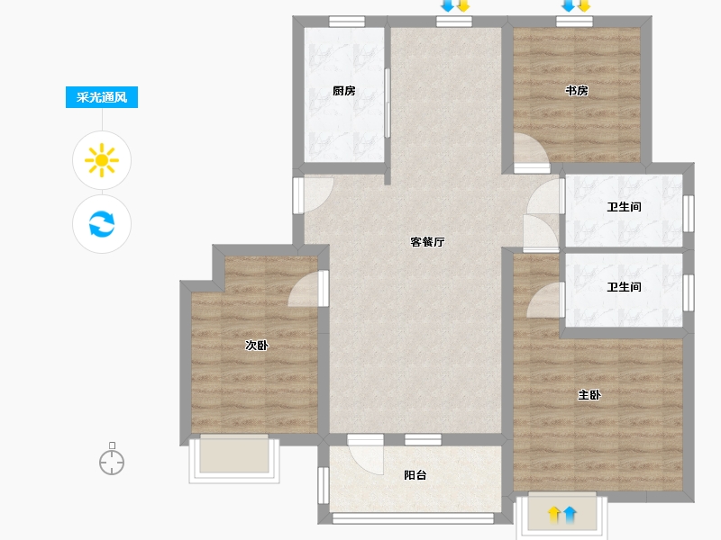 山东省-青岛市-保利开投徕卡公园-85.05-户型库-采光通风