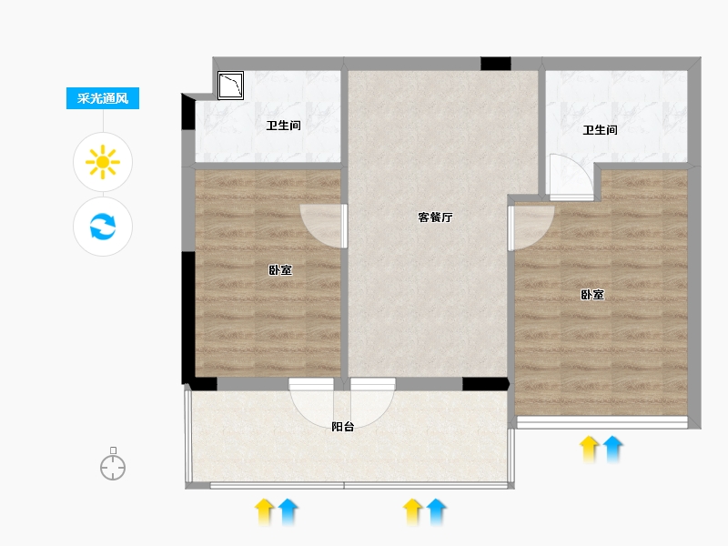 浙江省-舟山市-中国普陀自在海-66.00-户型库-采光通风