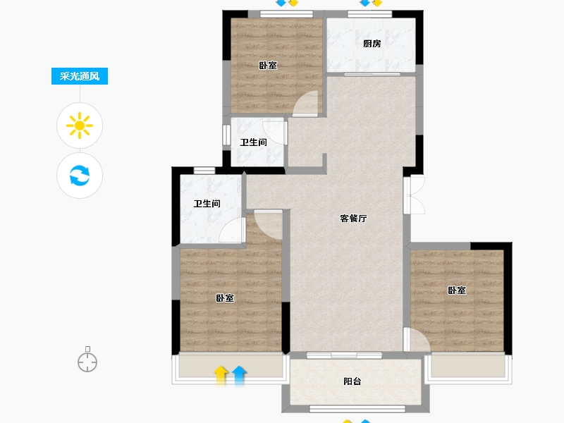 河南省-郑州市-银基国际旅游度假区-88.19-户型库-采光通风