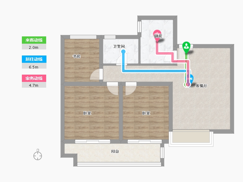 浙江省-绍兴市-农房澜山-72.00-户型库-动静线