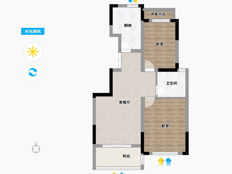 安徽省-合肥市-蓝城凤起巢鸣-68.46-户型库-采光通风