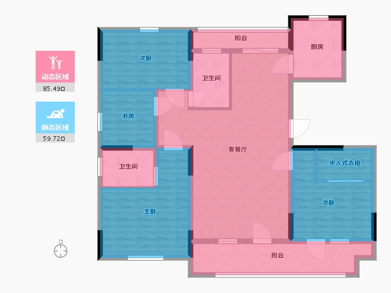 山东省-青岛市-碧海方舟-130.01-户型库-动静分区