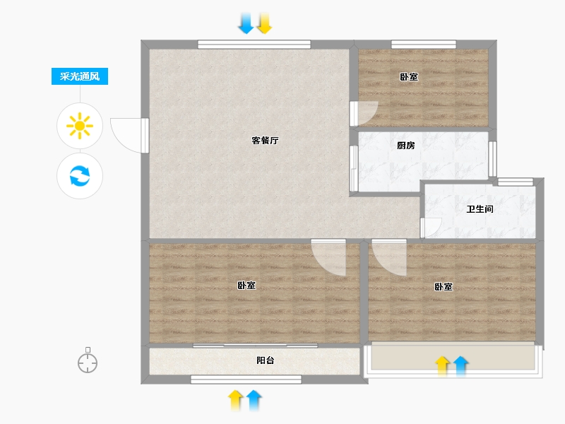 山东省-菏泽市-中达逸景广场-96.00-户型库-采光通风