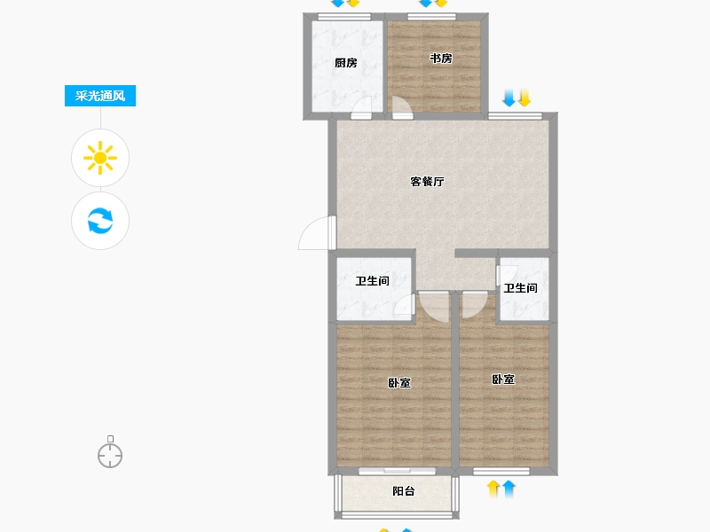 山东省-菏泽市-圣泽中华世纪城-95.00-户型库-采光通风