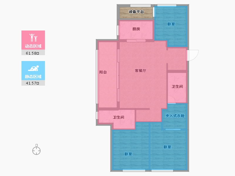 浙江省-舟山市-绿城蔚蓝公寓-96.00-户型库-动静分区