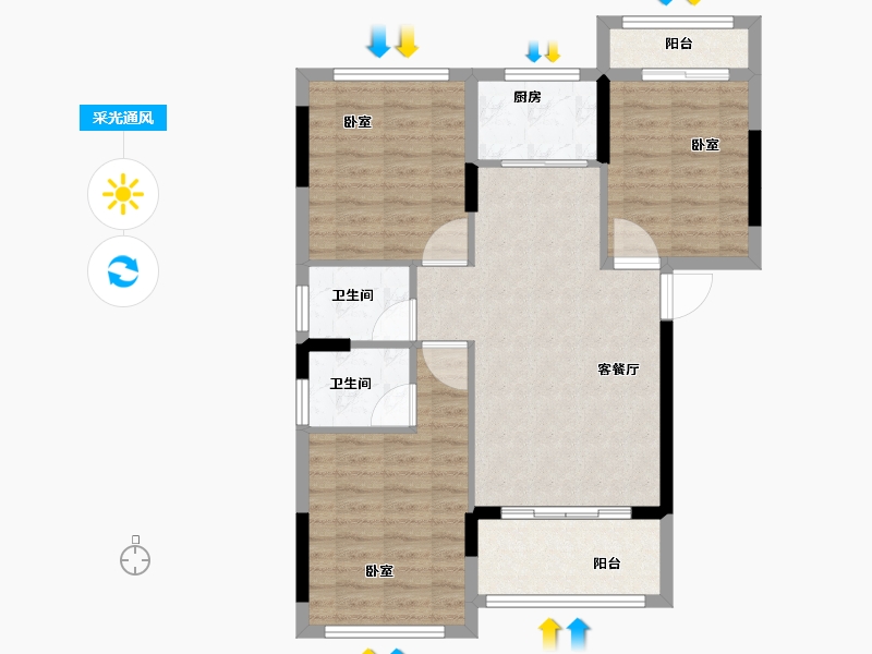 福建省-漳州市-多吉月港官邸-81.00-户型库-采光通风