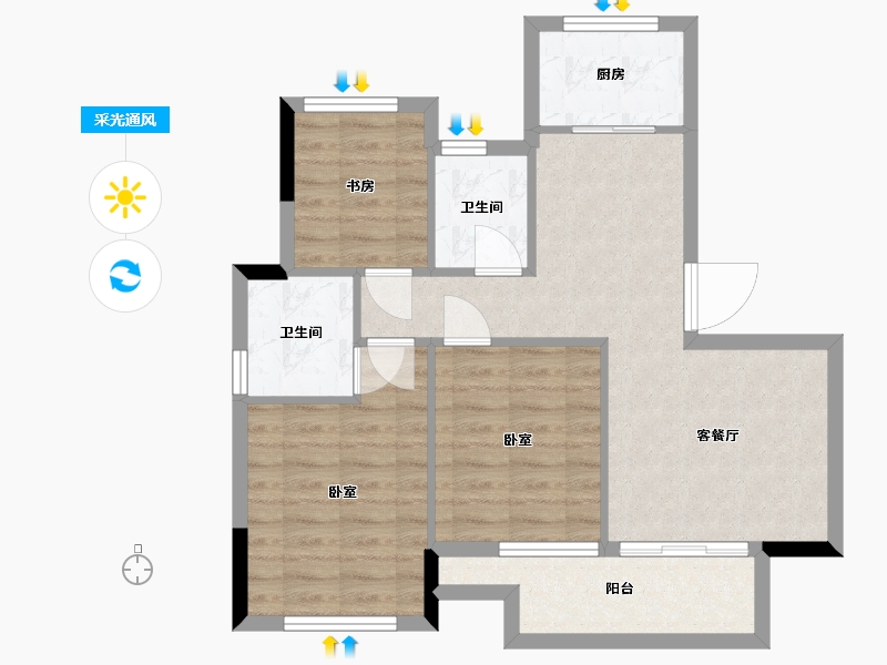 浙江省-湖州市-汎港润合-71.00-户型库-采光通风