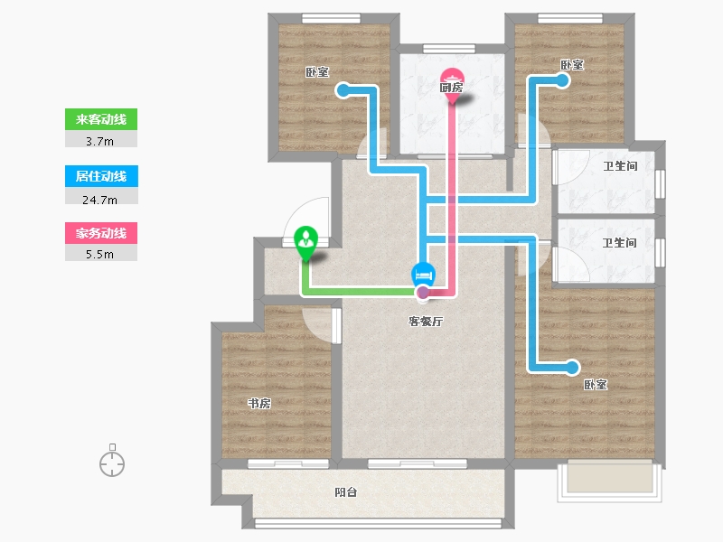 安徽省-芜湖市-港龙时代天骄-106.22-户型库-动静线