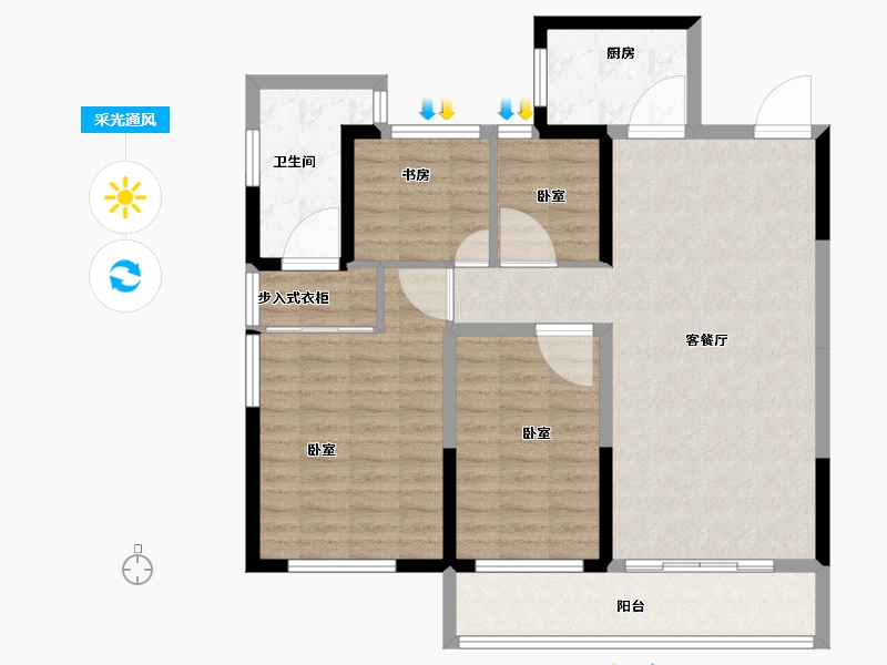 山东省-菏泽市-丽水湖梧桐苑-98.00-户型库-采光通风