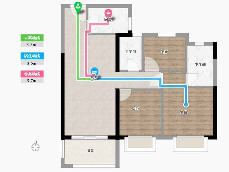 福建省-福州市-天福·渔夫岛-79.01-户型库-动静线