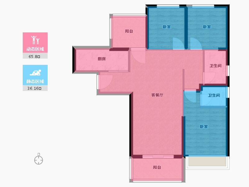 河南省-郑州市-谦祥·世茂·万华城-91.48-户型库-动静分区