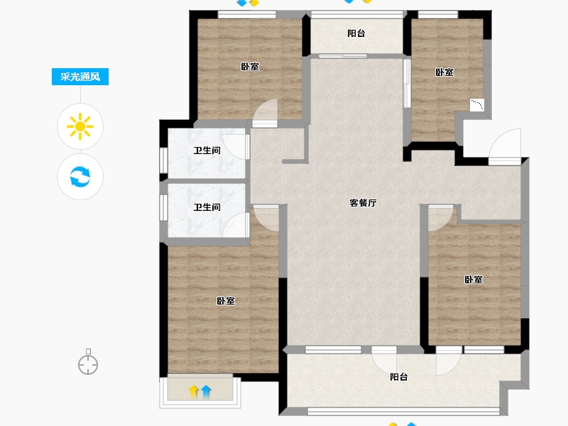 山东省-菏泽市-华地翡翠公园-109.58-户型库-采光通风