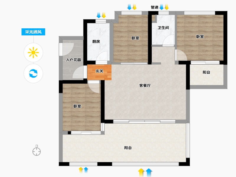 福建省-漳州市-建发山外山-88.57-户型库-采光通风