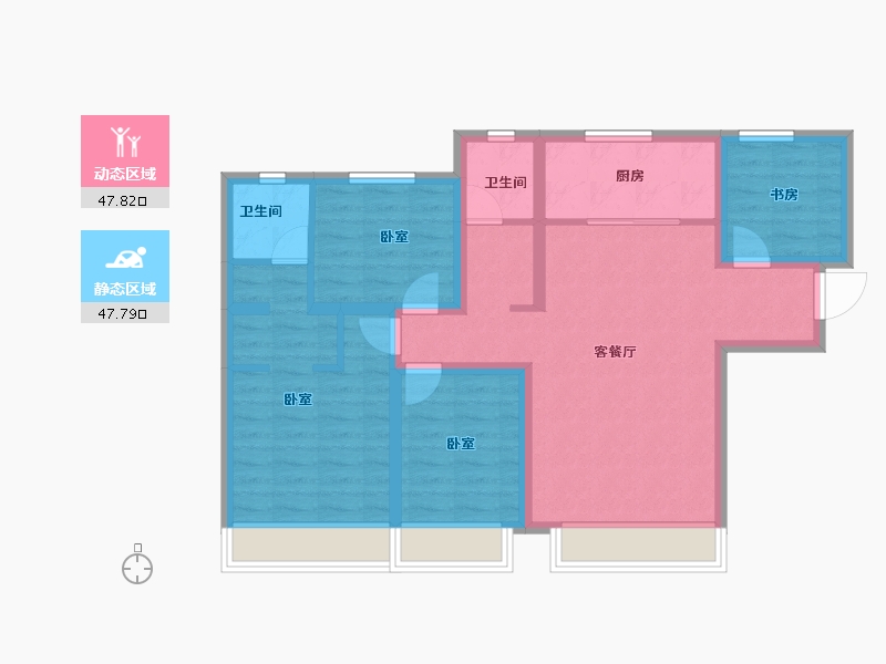 新疆维吾尔自治区-乌鲁木齐市-润泉府-84.35-户型库-动静分区