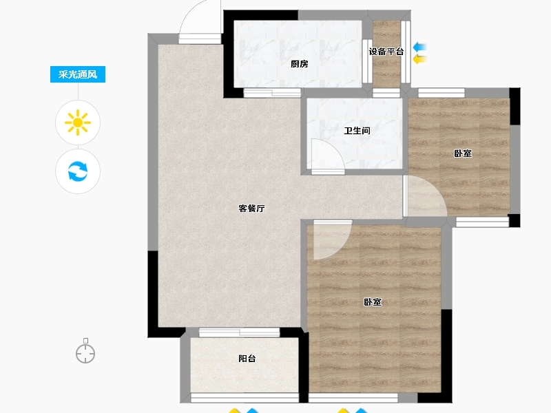 福建省-龙岩市-绿城·蘭园-60.00-户型库-采光通风