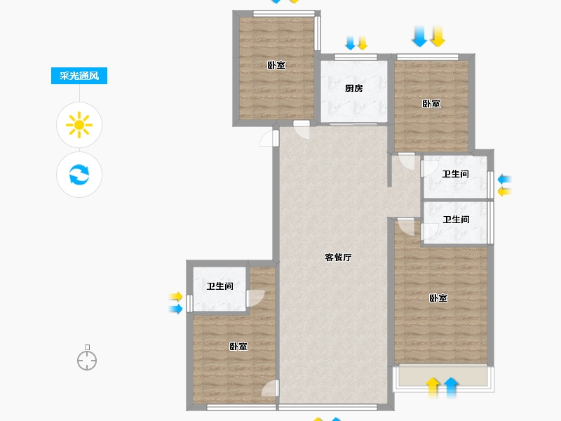 浙江省-温州市-中梁柏悦湾-113.99-户型库-采光通风