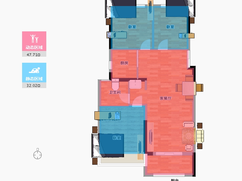 河南省-郑州市-银基国际旅游度假区-72.00-户型库-动静分区