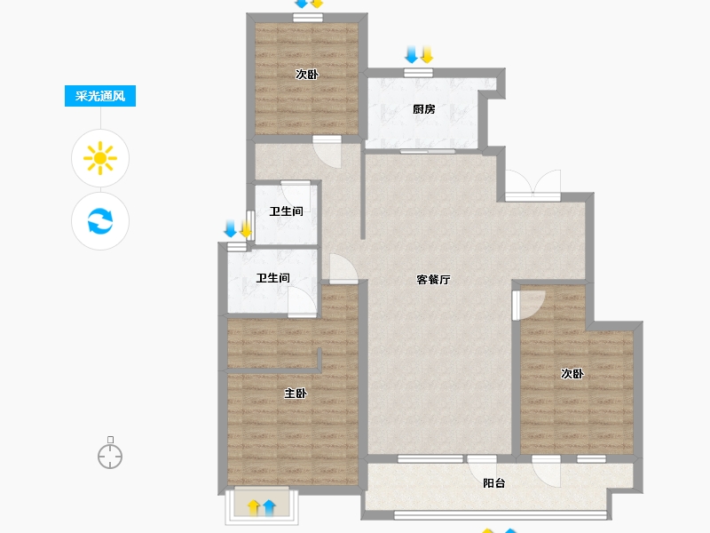 山东省-青岛市-中建锦绣城-110.00-户型库-采光通风