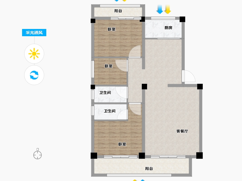 福建省-漳州市-宏都·尚城-112.00-户型库-采光通风