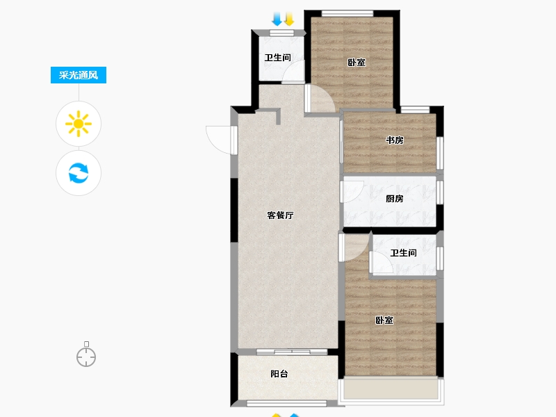 河南省-郑州市-银基国际旅游度假区-85.99-户型库-采光通风