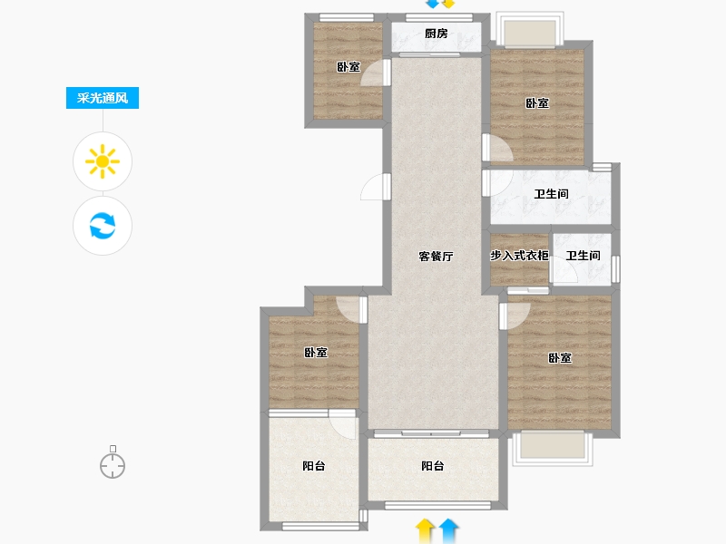 山东省-滨州市-悦溪花城-101.05-户型库-采光通风