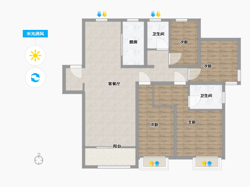 山东省-青岛市-中建锦绣城-114.01-户型库-采光通风